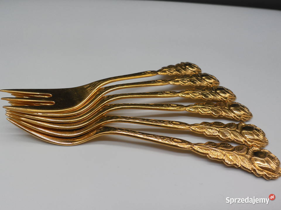 Komplet sześciu pozłacanych widelczyków Raszków