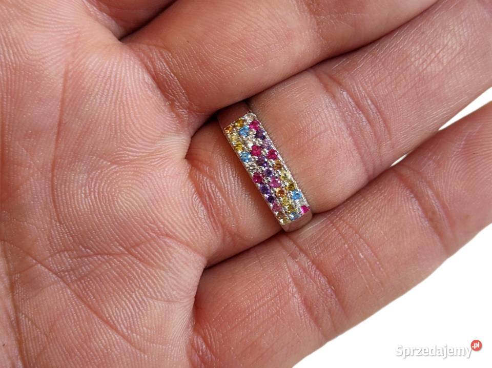 7524 Kolorowe Cyrkonie w Srebrze Pierścionki Kędzierzyn-Koźle