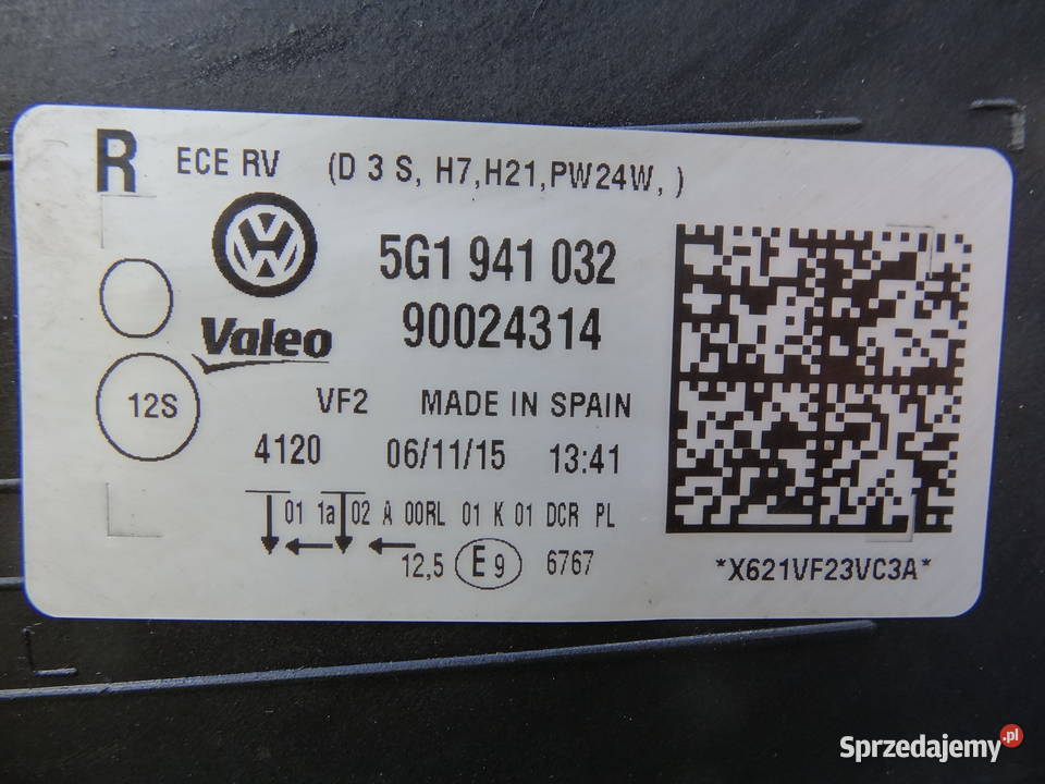 LAMPA PRAWY PRZÓD VW GOLF VII 7 20122016 Lampy przednie Niemodlin