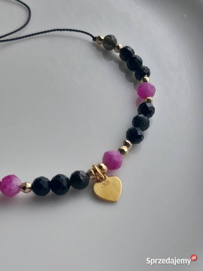 Kamienie naturalne Turmalin Serce Srebro Bieleń