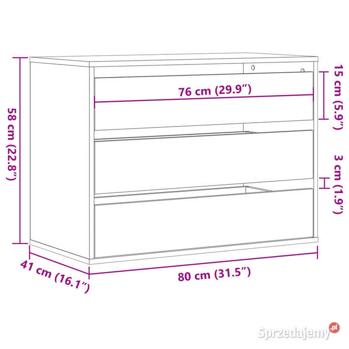 Komoda przydymiony dąb 80x41x58 materiał
