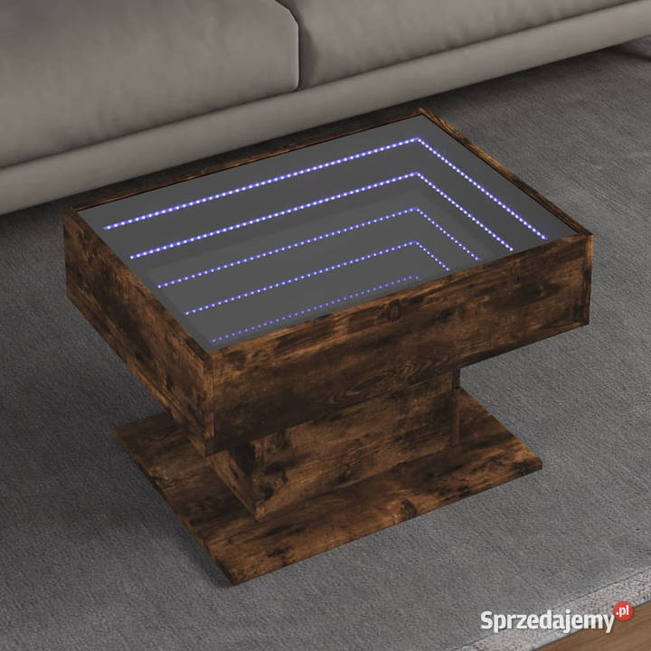 Stolik kawowy z LED przydymiony dąb 70x50x45 Warszawa