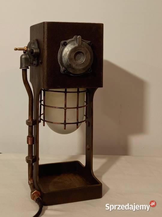 Lampa stołowa z zegarem Industrial steampunk Grójec