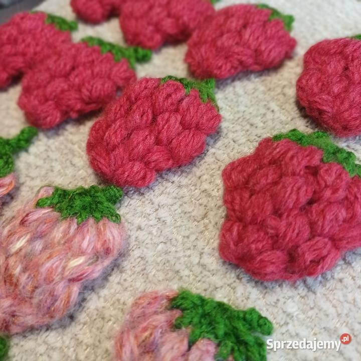 Malinki szydelkowe aplikacja Rękodzieło Lidzbark Warmiński