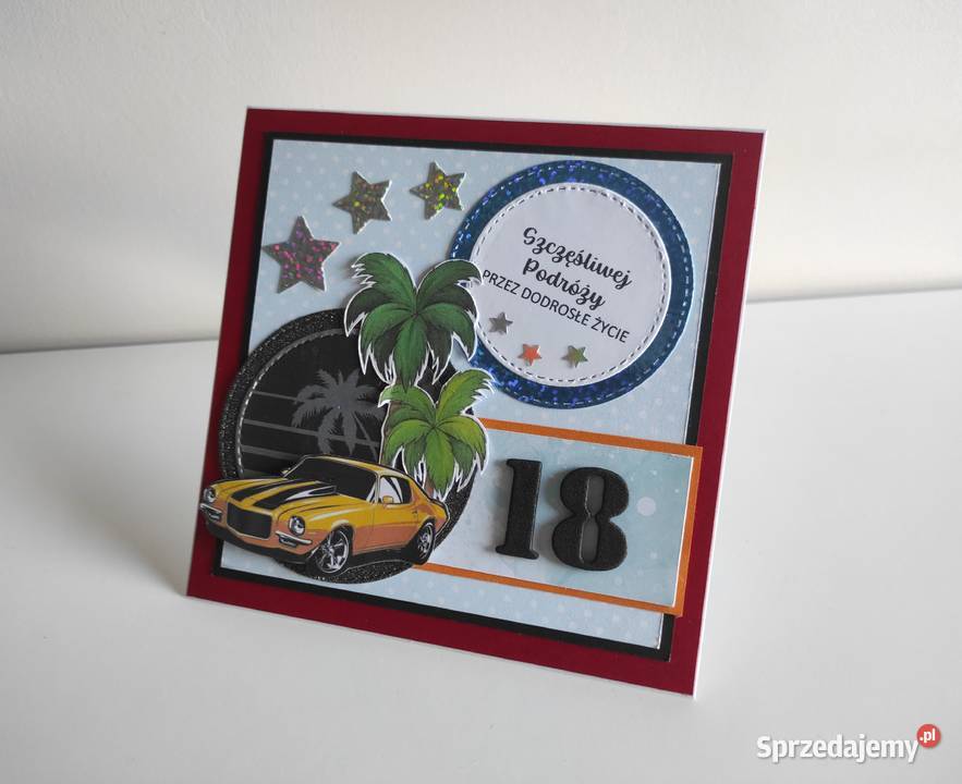 Kartka ręcznie robiona na 18te urodziny Łódź