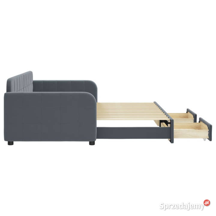 Sofa rozsuwana z szufladami ciemnoszara aksamit mazowieckie Warszawa