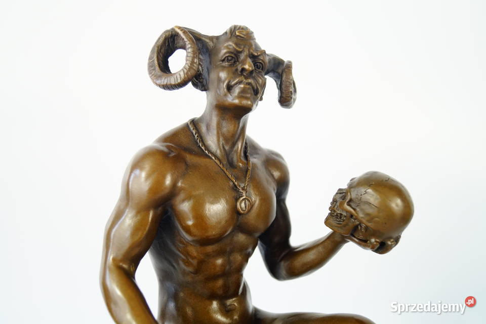 Figura z brązu rzeźba Lucyfer z czaszką Gizałki