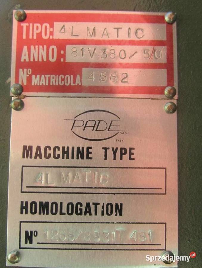 Wiertarkokołczarka PADE 4L MATIC Wejherowo sprzedam