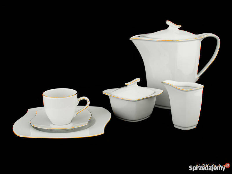 Serwis do kawy Pluton 12osobowy porcelana biały Wałbrzych