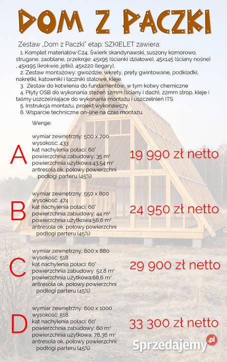 Dom szkielet do samodzielnego montażu DOM Z Zaborze sprzedam