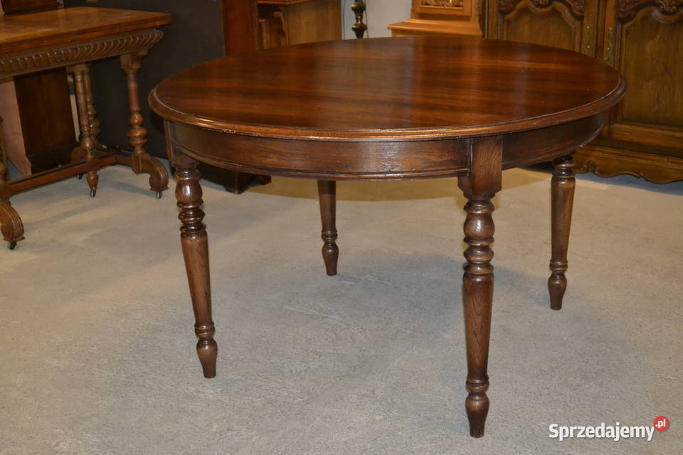 stół okrągły francuski lity dąb śląskie Będzin