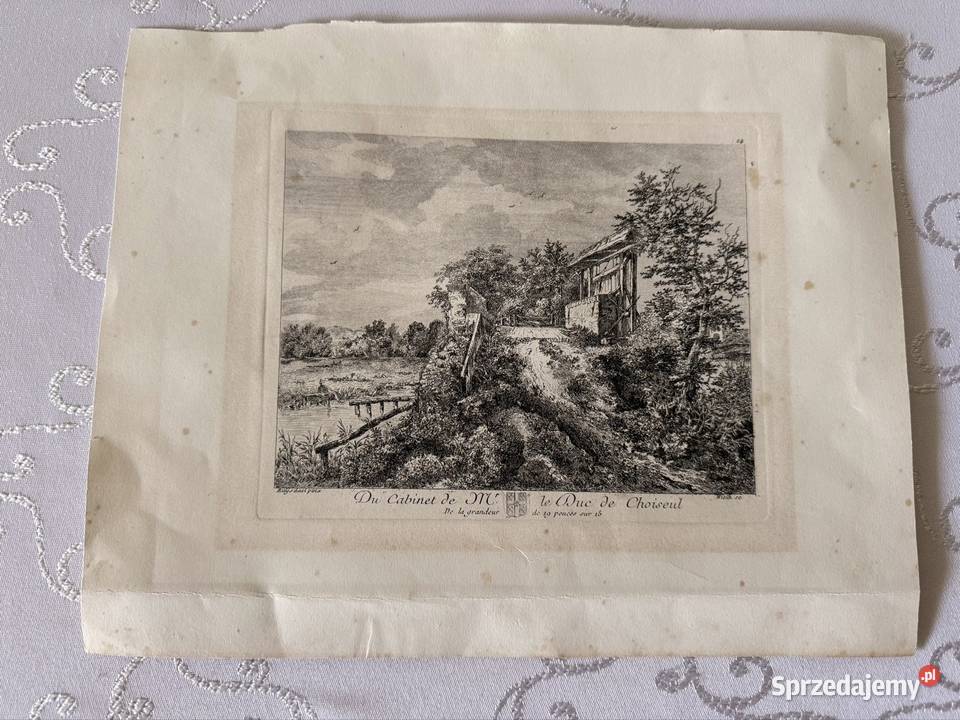 Antyczny miedzioryt XVIII w 1771 Duc de Choiseul Czerwionka-Leszczyny