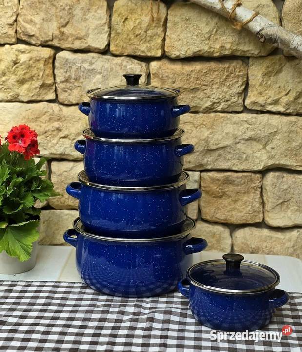 Garnki emalia zielone kropki i garnki emalia Piotrków Trybunalski sprzedam