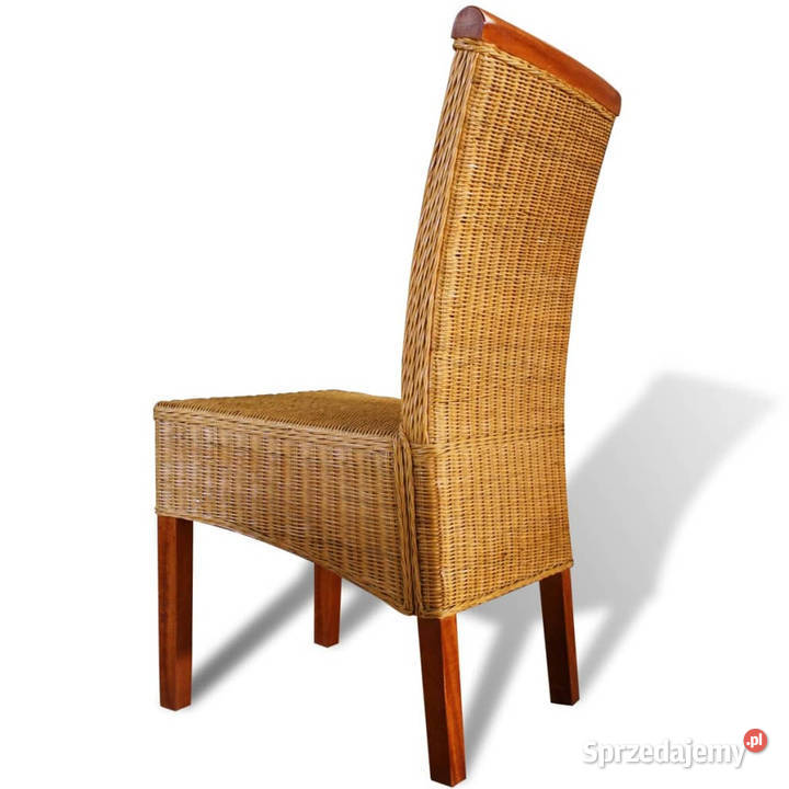 Krzesła stołowe 4 brązowe naturalny rattan Warszawa
