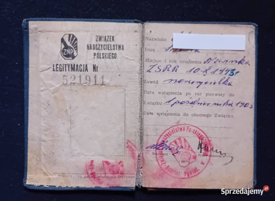 Legitymacja Związku Nauczycielstwa Polskiego