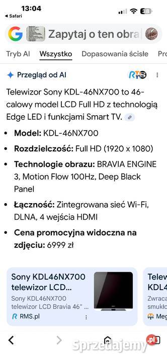 Telewizor Sony Bravia KDL46W905A Full HD led 46cale Telewizory Telewizory Łódź