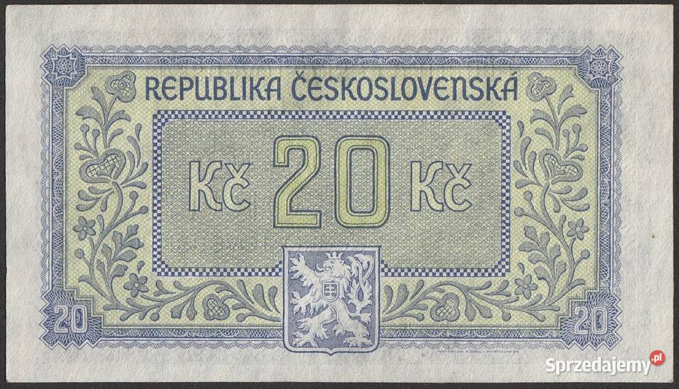 Czechosłowacja 20 koron 1945 stan bankowy UNC Łódź