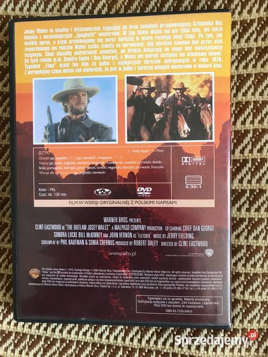 dvd Wyjęty spod prawa Josey Wales i inne Filmy mazowieckie Warszawa