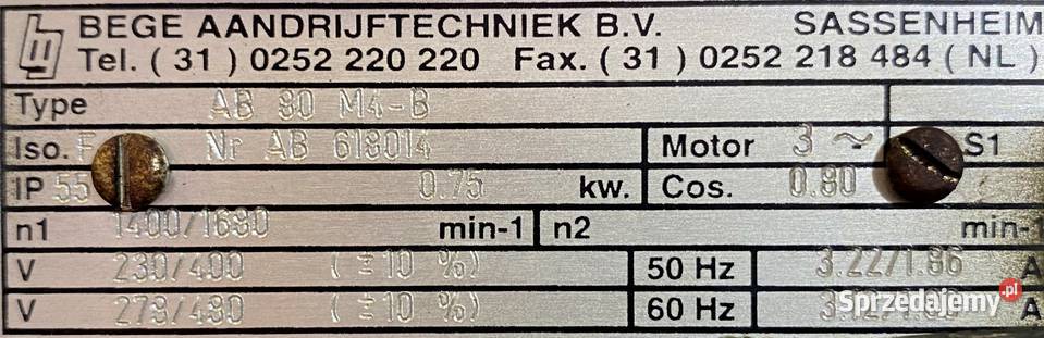 motoreduktor przekładnia 075kW 36obr 3fazowy