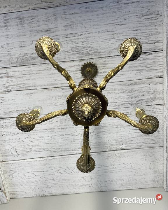 Francuski antyczny Żyrandol 19 mosiądz Lampy wiszące Poznań