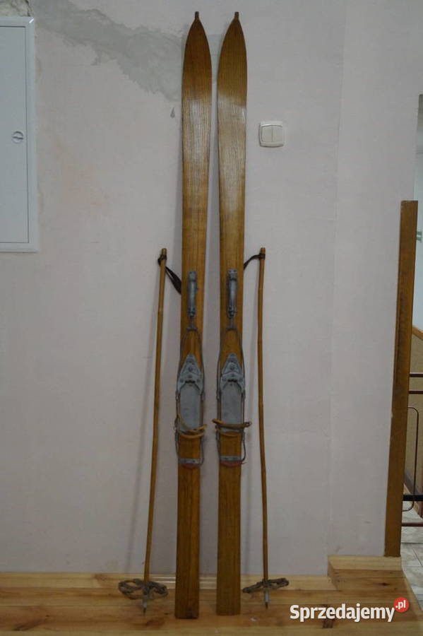 Stare narty jesionowe 185 z kijkami Pruchnik