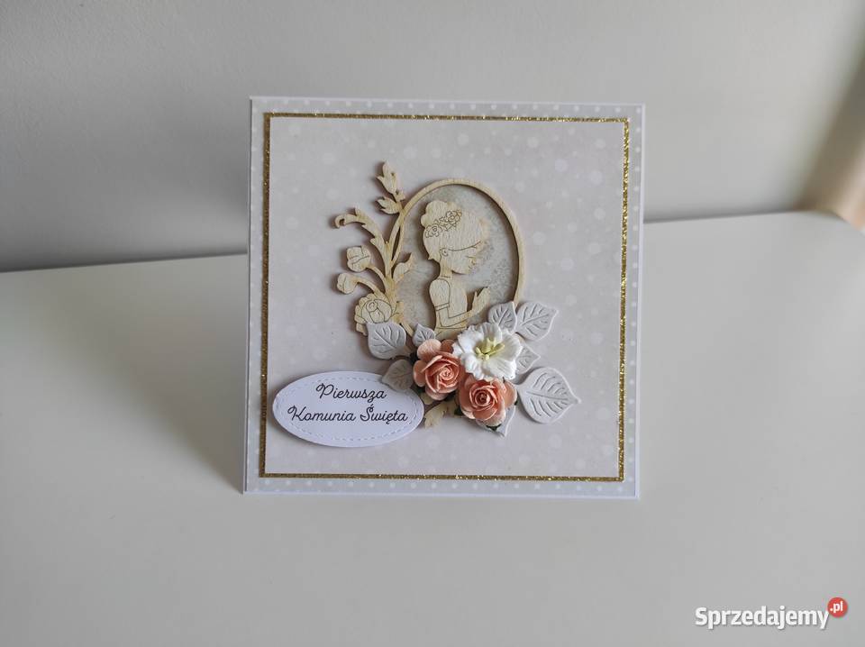 Kartka ręcznie robiona na Komunię Świętą z Antyki, Sztuka, Kolekcje Łódź
