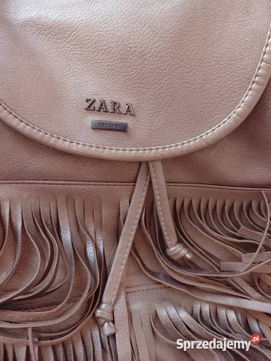ZARA Ekskluzywny złoty plecak z frędzlami z Dla kobiet Kraków