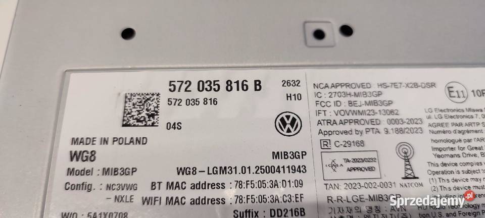 VW TAYRON RADIO NAWIGACJA 572035816B sprzedam