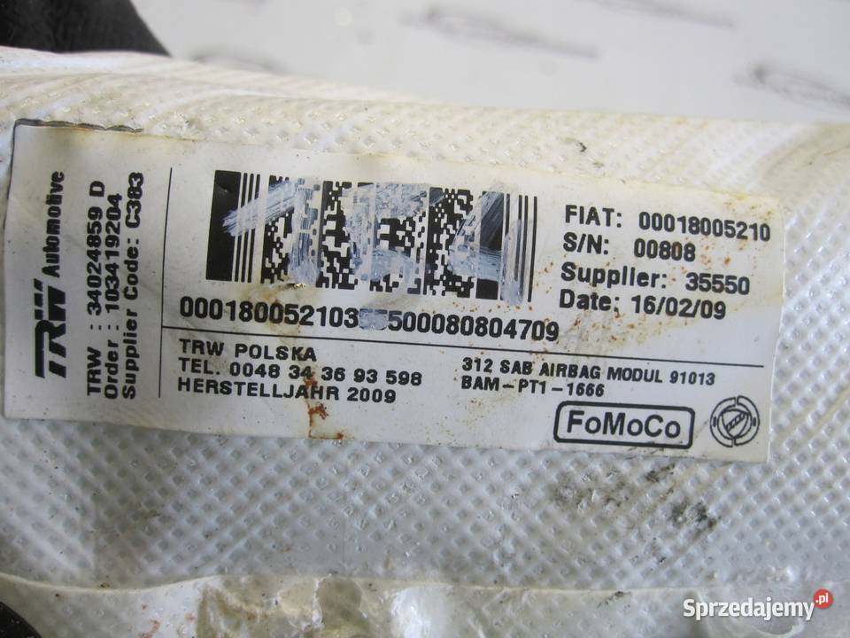 FIAT 500 09r AIRBAG poduszka fotela prawa Kielce sprzedam