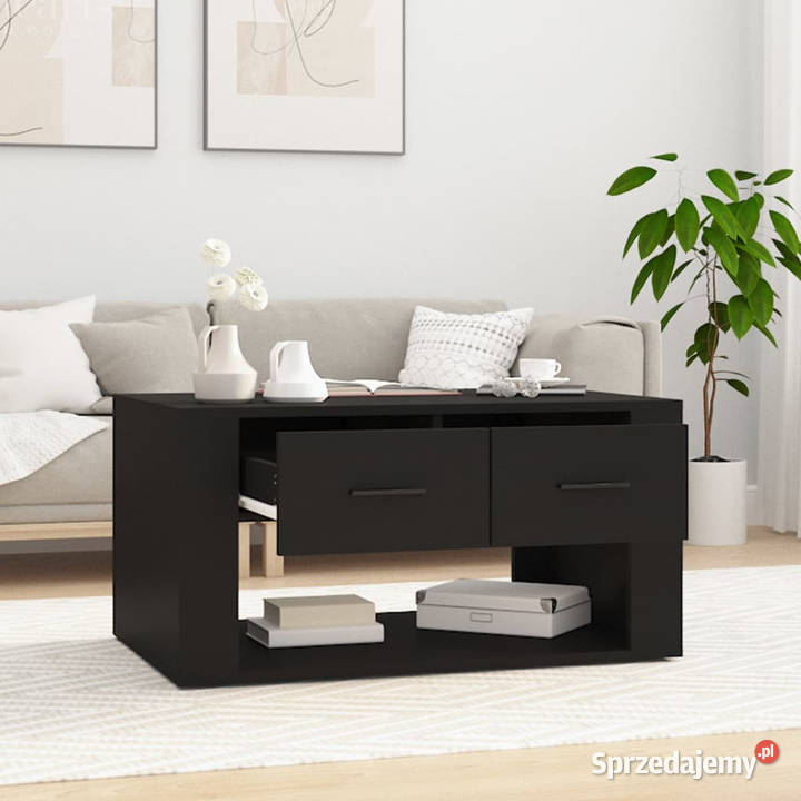 Stolik kawowy czarny 80x50x40 materiał Stoły