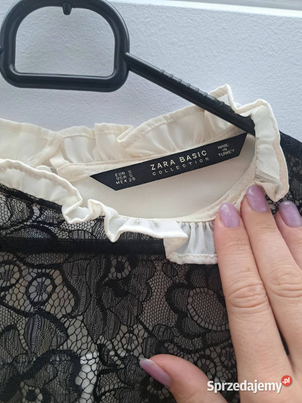 Elegancka bluzka Zara z koronką i falbanką długi Trąbki Wielkie