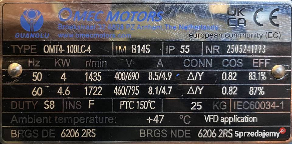 motoreduktor przekładnia 4kW 24obr Pigża