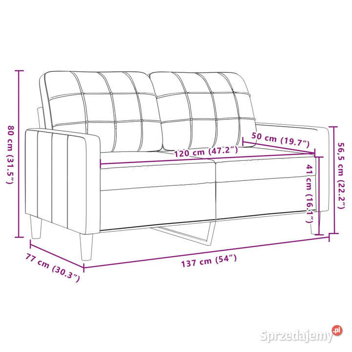 Sofa 2osobowa żółta 120 tapicerowana aksamitem