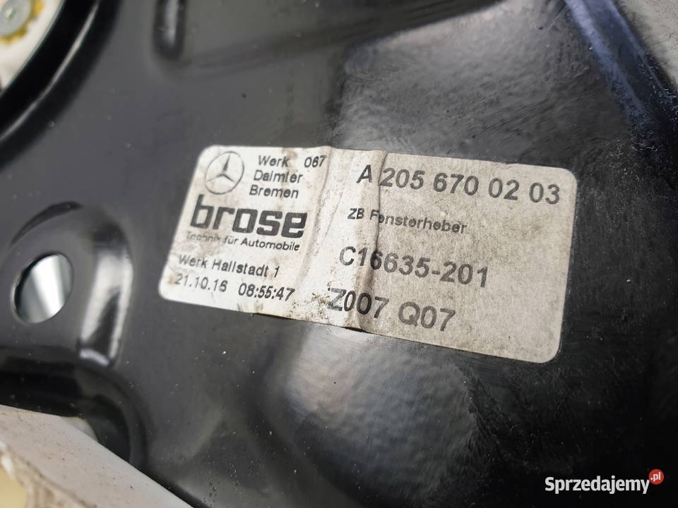 Mercedes A205 W205 PODNOŚNIK SZYBY prawy tył Chełm sprzedam