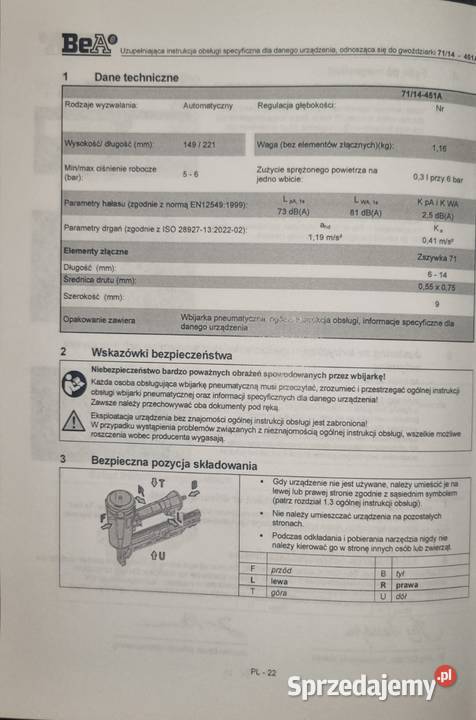 Zszywacztaker pneumatyczny BeA Świbie