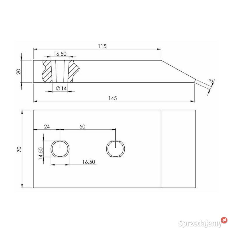 Nakładka do dłuta MICHEL 70x20x145 Made in Italy Kamionna