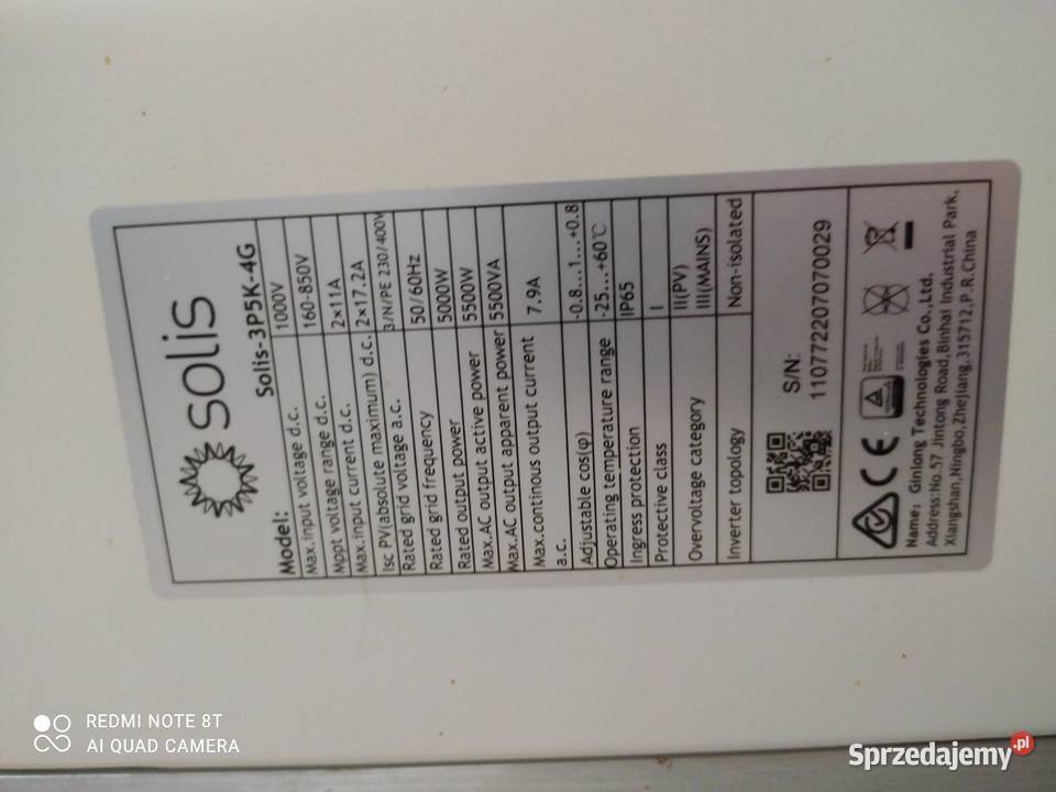 Sprzedam falownik marki Solis Papiernia