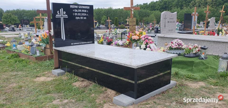 Granit strzegomski nagrobki z montażem na