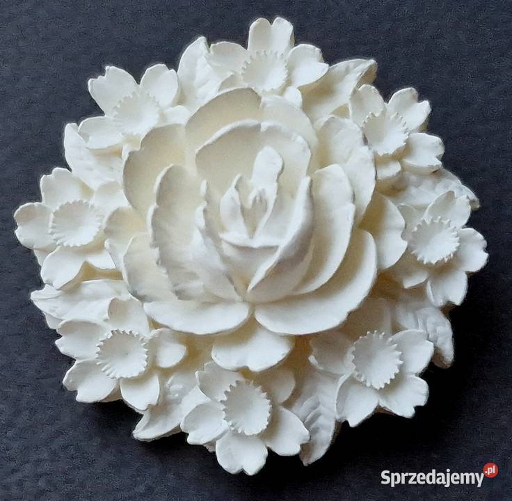 VINTAGE BROSZA BIAŁA RÓŻA W STYLU FLOWER P lata Częstochowa sprzedam
