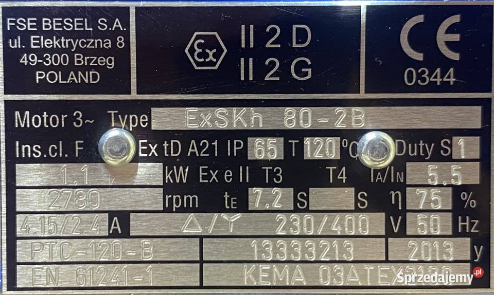 silnik elektryczny 11kW 2780obr 3fazowy BESEL B5 Pigża