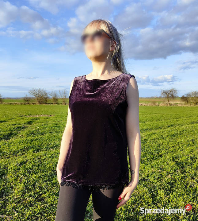 Vintage top Satsuma of London bluzka welurowa