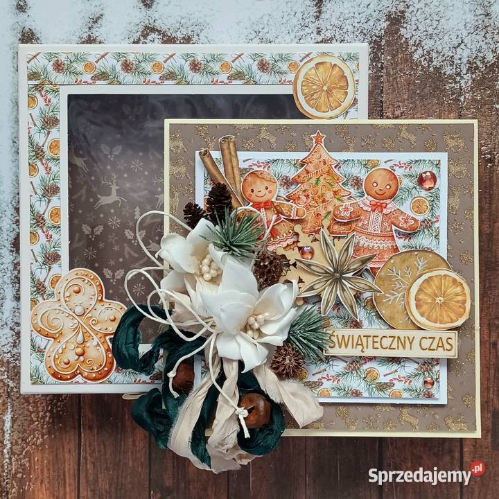 Święta kartka hand made świąteczna z pudełkiem Mszana Dolna sprzedam