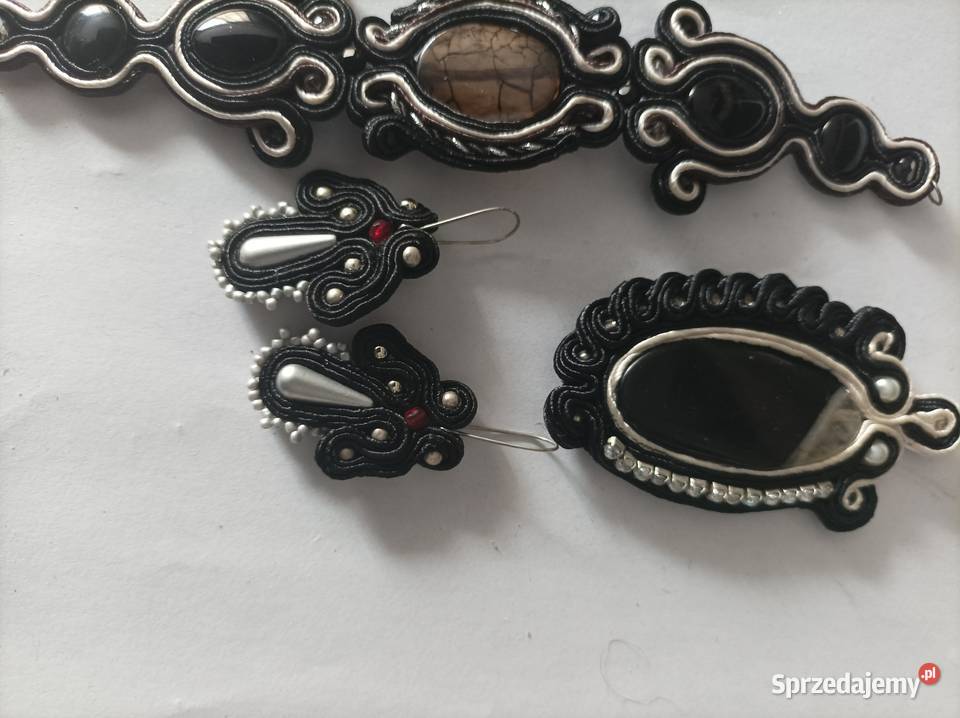 Komplet czarny sutasz kamienie Częstochowa