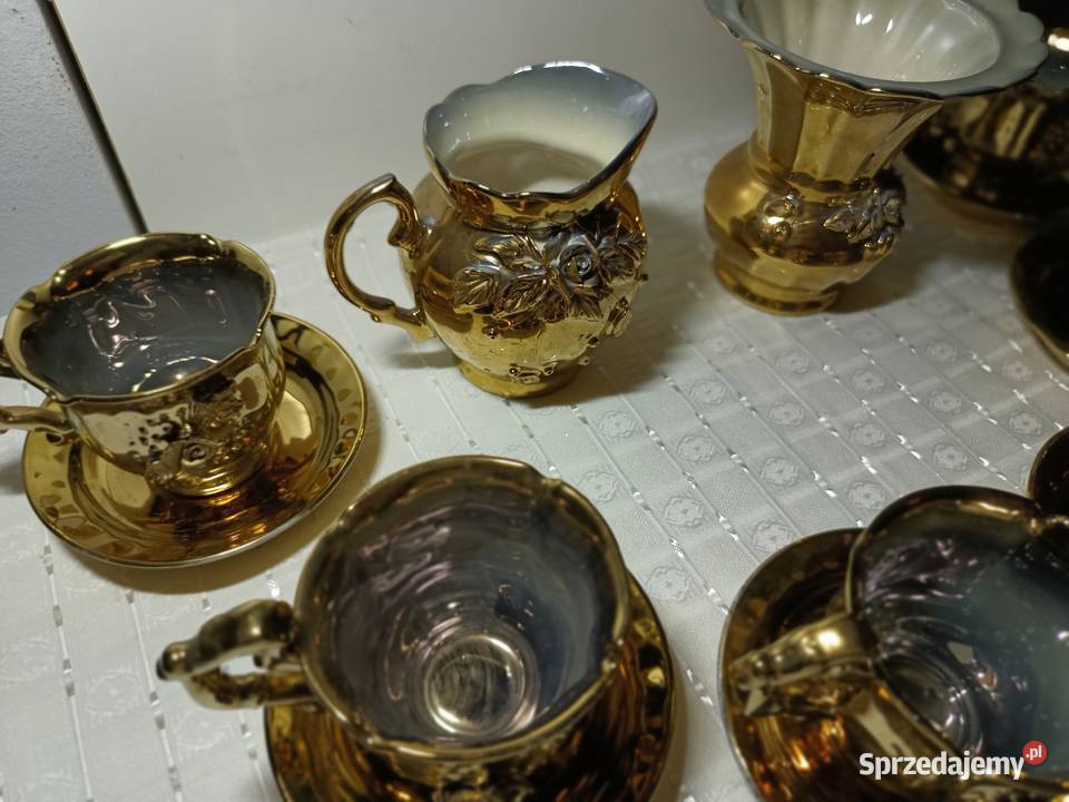 Zestaw do kawy pozłacany