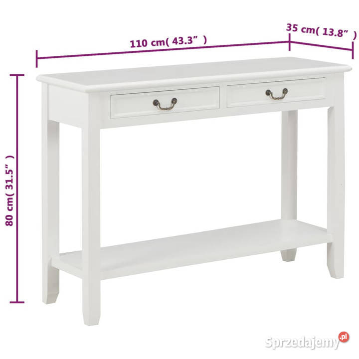 Stolik konsola biały 110 x 35 x 80 drewniany Warszawa sprzedam