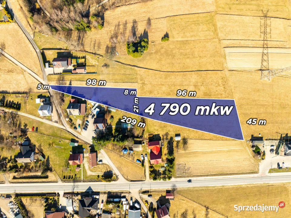 Widokowa działka z pozwoleniem na budowę Naprawa 4790m2 małopolskie