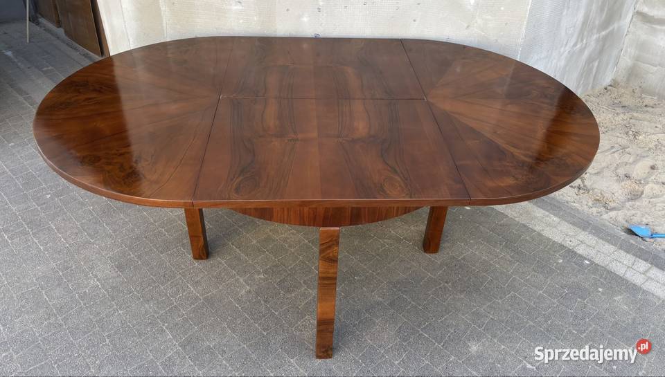 Stół Okrągły Orzech 120 Art Deco Rozkładany 120cm Wrocław
