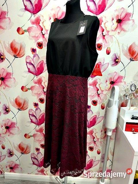 ax paris sukienka elegancka koronkowa bordo nowa