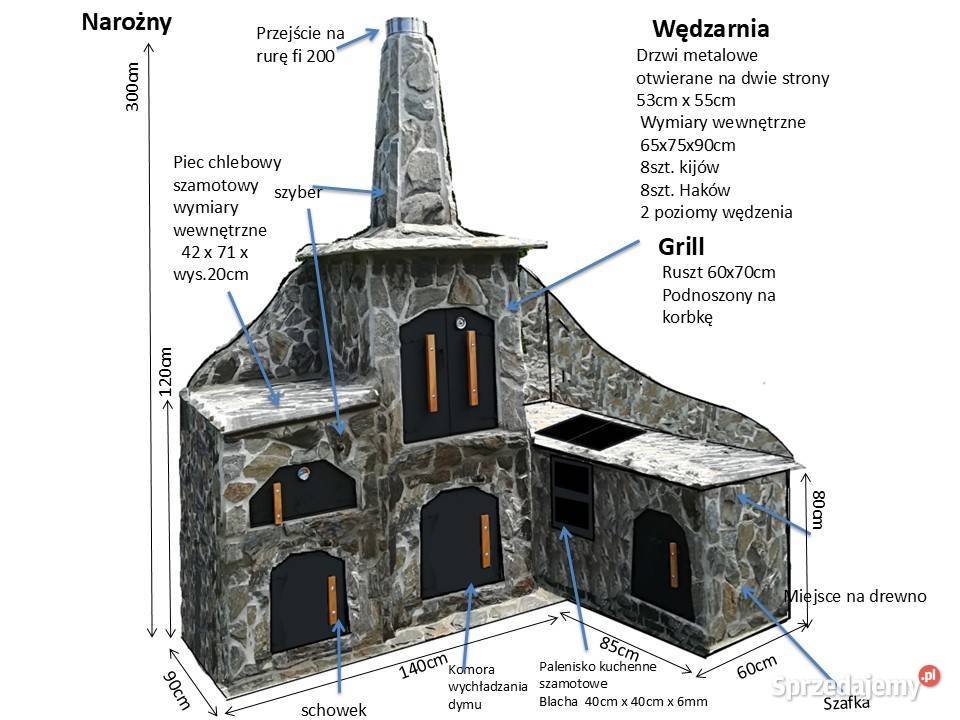 Grill ogrodowy kamień naturalny cegła szamotowa Dębica