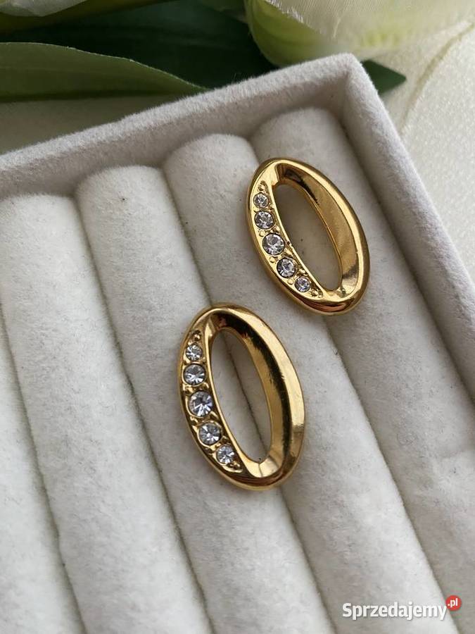 kolczyki złota tonacja kryształki wieczorowe łódzkie Łódź